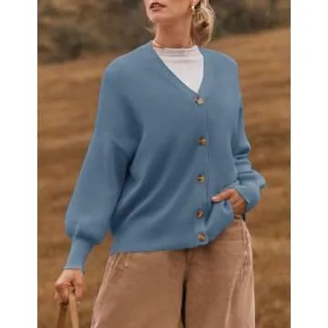 ZESICA Women's Dustblue Cardigan for Casual & Chic Looks