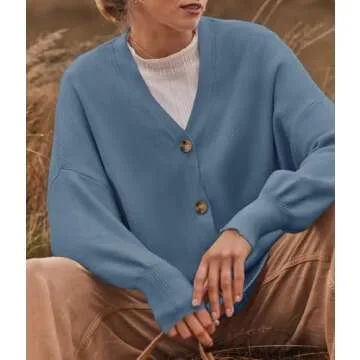 ZESICA Women's Dustblue Cardigan for Casual & Chic Looks