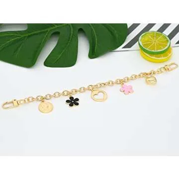 HOSBY Bag Charm Handbag Chains Decoration for Women, Sparkling Pendant Accessories for Purse Designer Shoulder Bag (B_pink-black)