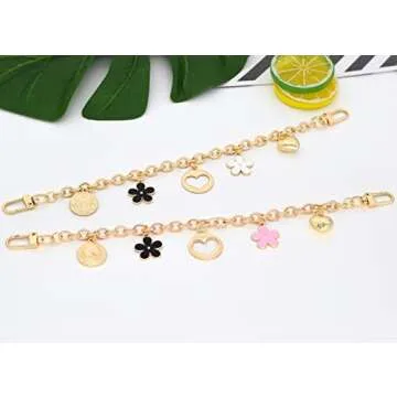 HOSBY Bag Charm Handbag Chains Decoration for Women, Sparkling Pendant Accessories for Purse Designer Shoulder Bag (B_pink-black)