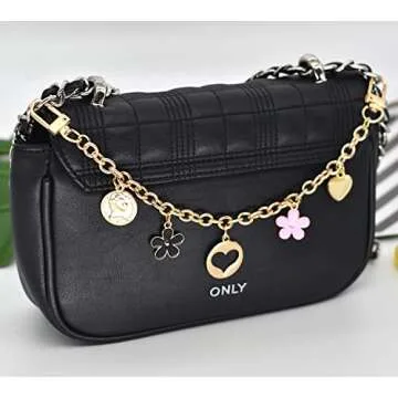 HOSBY Bag Charm Handbag Chains Decoration for Women, Sparkling Pendant Accessories for Purse Designer Shoulder Bag (B_pink-black)