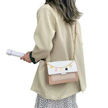 HOSBY Bag Charm Handbag Chains Decoration for Women, Sparkling Pendant Accessories for Purse Designer Shoulder Bag (B_pink-black)