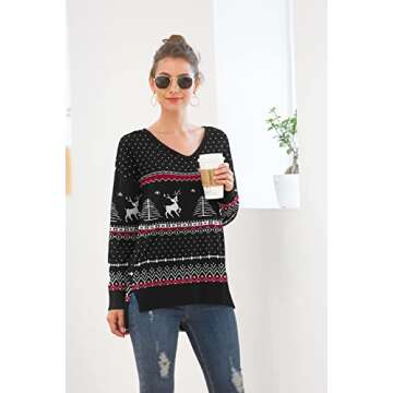 Jouica Ugly Christmas Sweater for Women Funny Knit Graphic Pullover