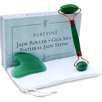Premium Jade Roller & Gua Sha Set - Anti-Aging, Detox, Puffy Eyes Relief