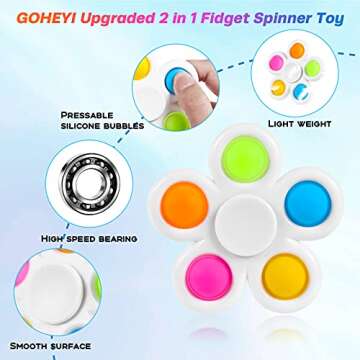 GOHEYI 6 Pack Fidget Spinners Toys for Kids, Fidget Toys Bulk Hand Spinner for Stress Relief, Party ...