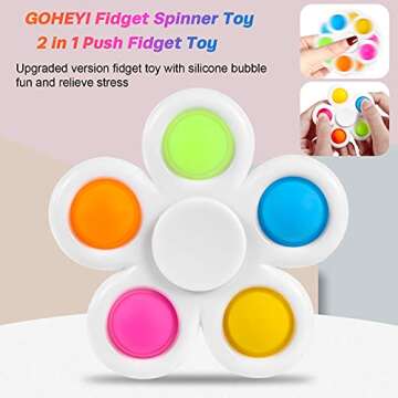 GOHEYI 6 Pack Fidget Spinners Toys for Kids, Fidget Toys Bulk Hand Spinner for Stress Relief, Party Favors for Kids Valentines Day for Kids, Birthday Return Gifts Kids Classroom Prizes