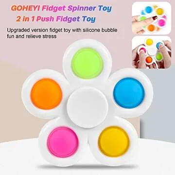 GOHEYI 6 Pack Fidget Spinners Toys for Kids, Fidget Toys Bulk Hand Spinner for Stress Relief, Party Favors for Kids Valentines Day for Kids, Birthday Return Gifts Kids Classroom Prizes
