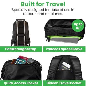 COR Surf Carry On Travel Backpack Bundle | Island Hopper Travel Backpack with Toiletry Bag and Compression Packing Cube Set (28L, Black)