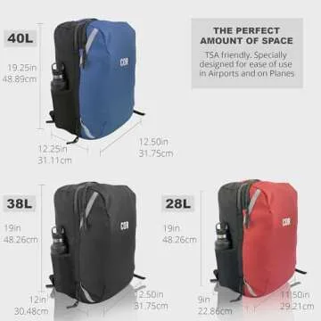 COR Surf Carry On Travel Backpack Bundle | Island Hopper Travel Backpack with Toiletry Bag and Compression Packing Cube Set (28L, Black)