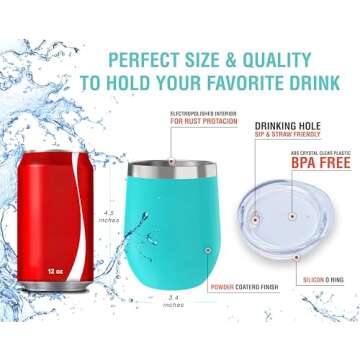 CHILLOUT LIFE 12 oz Stainless Steel Tumbler with Lid & Gift Box - Wine Tumbler Double Wall Vacuum Insulated Travel Tumbler Cup for Coffee, Wine, Cocktails, Ice Cream Sweat Free, Powder Coated