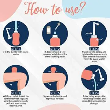 DOUZZY Peri Bottle for Postpartum Essential Perineal Recovery - Portable Bidet - Soothing After Birth Tears, Pain, Hemorrhoid, Personal Hygiene Cleaner