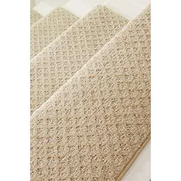 Oak Valley Designs™ Rounded Bullnose Carpet Stair Treads - Anti Slip Indoor Stair Mats for Wooden Stairs, Style: Bayside Charm, Crystal Canyon 27" W X 9.75" D (Set of 14)