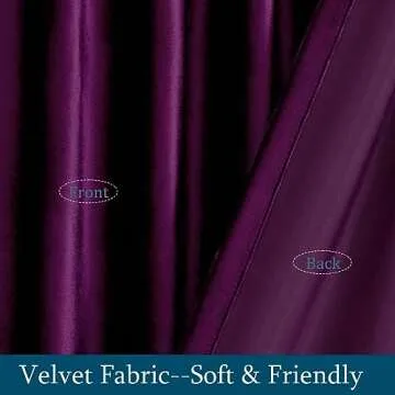 PRIMROSE Purple Velvet Curtains - Luxury Blackout Drapes 120"