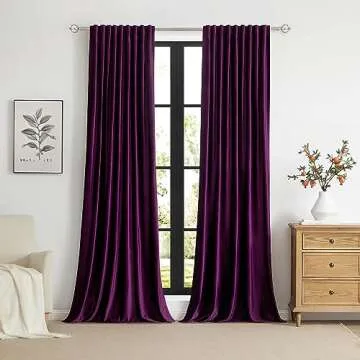 PRIMROSE Purple Velvet Curtains - Luxury Blackout Drapes 120"