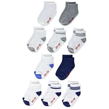 Hanes baby boys Lightweight Ez Sort Ankle Socks, 10-pair Pack Socks, Assorted, 2-3T US