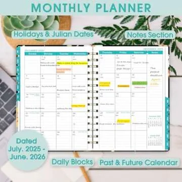 Ymumuda 2025-2026 Planner, 12-Month Daily Weekly Monthly Planner from JUN.2025 to JUL.2026, 8.4" X 6", Spiral Notebook with Stickers, Elastic Closure, Inner Pocket for Office School Supplies