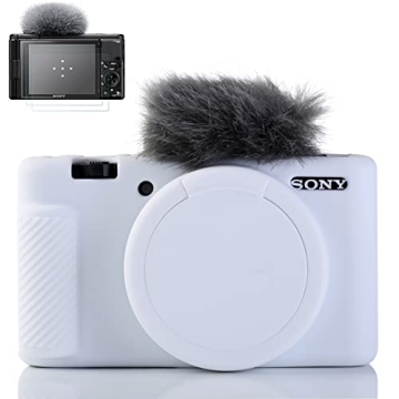 Yisau Camera Case for Sony ZV-1 - Slim Fit Protective Sleeve with Screen Protector (White)