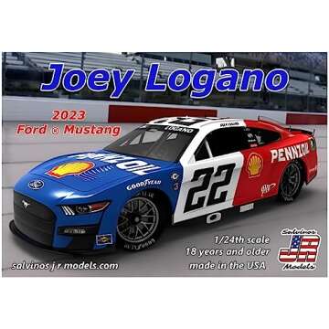 Salvinos JR Joey Logano 2023 Darlington Throwback Shell Pennzoil Adult Plastic Model Car Kit 1:24 Sc...