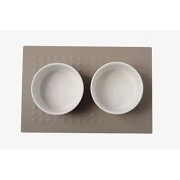 Waggo Dipper Ceramic Dog Bowl for Small and Large Breeds - Heavyweight and Durable Pet Food and Water Dish Crock, Dishwasher Safe, Modern (Vintage Grey, Large)