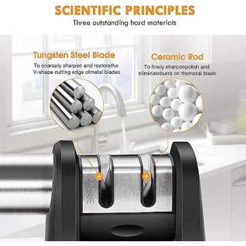 JCHOPE Knife Sharpener - 2-Stage Kitchen Tool for Sharp Blades