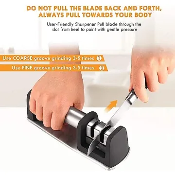 JCHOPE Knife Sharpener - 2-Stage Kitchen Tool for Sharp Blades