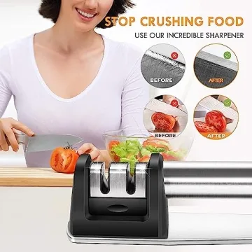JCHOPE Knife Sharpener - 2-Stage Kitchen Tool for Sharp Blades