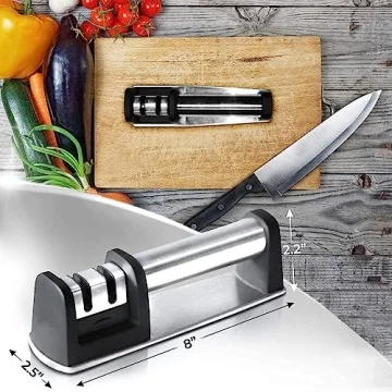 JCHOPE Knife Sharpener - 2-Stage Kitchen Tool for Sharp Blades