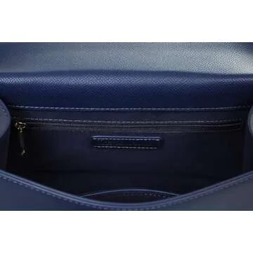 Layla Women’s Top-Handle Handbags – Luxury Crossbody Purse Shoulder Bag for Women – Leather Handbag, Detachable Strap(Dark Blue)