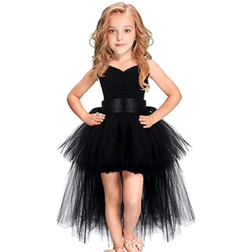 Elegant Black Tutu Dress for Girls - Perfect for Parties, Halloween & Birthdays