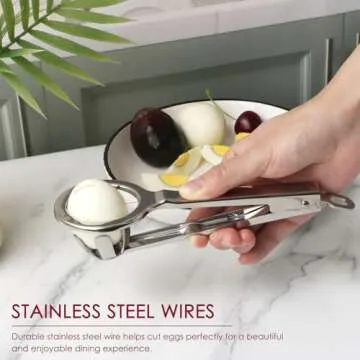 Best Utensils Stainless Steel Egg Slicer Wedger Cutter, Divides Hard Boiled Eggs Into 6 Equal Segments In One Action