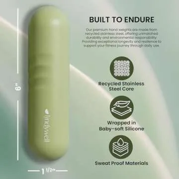 Lindywell 2 lb hand weights for women set of 2 - soft grip walking hand weights sets for women or men 2.2lbs each for fine-toning, Pilates, physical therapy, travel