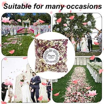 homeemoh Party Confetti Natural Dried Flower Petals, 12 Packs Biodegradable Confetti Real Rose Petals for Wedding and Party Decoration