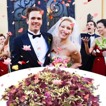 homeemoh Party Confetti Natural Dried Flower Petals, 12 Packs Biodegradable Confetti Real Rose Petals for Wedding and Party Decoration