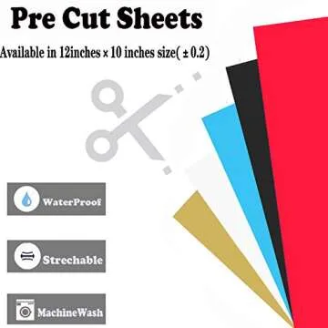 Heat Transfer Vinyl HTV Bundle Sheets Packs for DIY T-Shirts 10"x12"