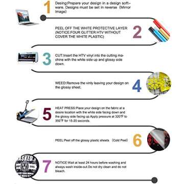 Heat Transfer Vinyl HTV Bundle Sheets Packs for DIY T-Shirts 10"x12"