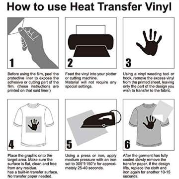 Heat Transfer Vinyl HTV Bundle Sheets Packs for DIY T-Shirts 10"x12"
