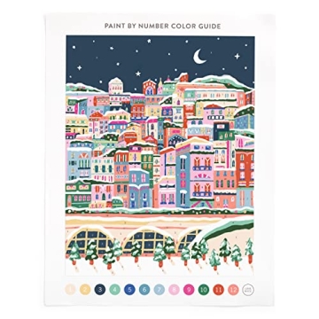 Galison Snowy City Paint by Number Kit for All Ages