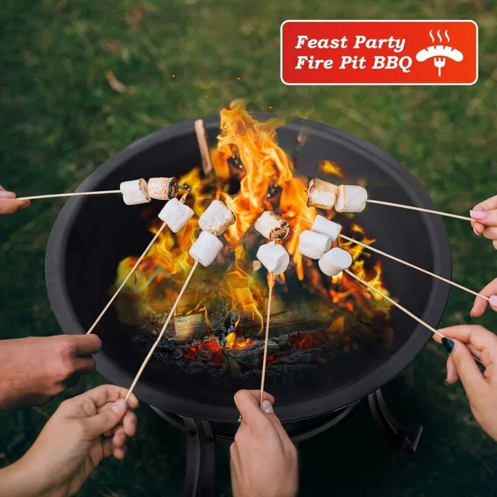 SINGLYFIRE Outdoor Fire Pit with Spark Screen and Poker