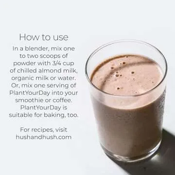 Hush & Hush PlantYourDay, Vegan Super Greens with Pea Protein Powder Contains Broccoli, Fiber, Magnesium, Folic Acid, Cinnamon, Psyllium Husk Powder, Prebiotics and Probiotics, Gluten Free - 14.18 oz