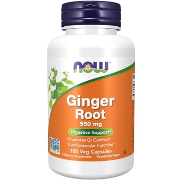 NOW Foods Ginger Root Capsules 550 mg for Digestive Health, 100 Veg Capsules