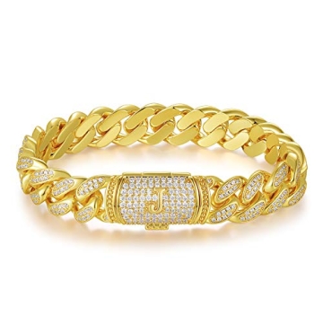 ETEVON Initial Bracelet Gold Plated Hip Hop Jewelry