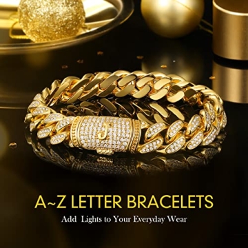 ETEVON Initial Bracelet Gold Plated Hip Hop Jewelry