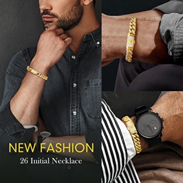 ETEVON Initial Bracelet Gold Plated Hip Hop Jewelry