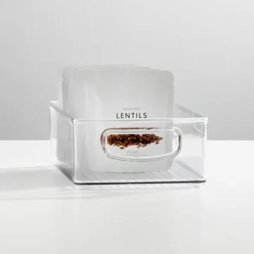 mDesign Kitchen Cabinet and Pantry Storage Organizer Bins - Pack of 4, Shallow, Clear