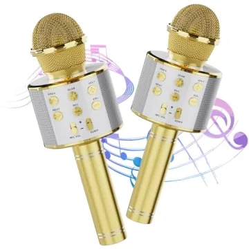 Caymuller Wireless Bluetooth Karaoke Microphone 2 Pack - Portable 4-in-1 Singing Device for Parties ...