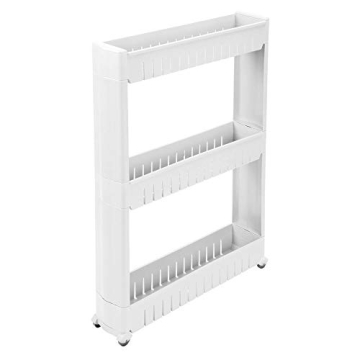 mDesign Slim Rolling Utility Cart for Laundry with 3 Shelves