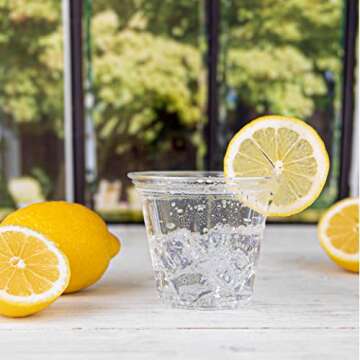 ELEGANT DISPOSABLES [100 Count] 9 Ounce Crystal Clear PET Old fashionedDesign for Iced Coffee, Cold Drinks, Slush, Smoothy's, Slurpee, Party's, Plastic Disposable Cups