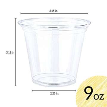 ELEGANT DISPOSABLES [100 Count] 9 Ounce Crystal Clear PET Old fashionedDesign for Iced Coffee, Cold Drinks, Slush, Smoothy's, Slurpee, Party's, Plastic Disposable Cups