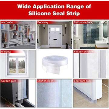 Silicone Seal Strip,8M/26ft Door Strip Bottom for Doors Silicone Sealing Sticker Adhesive for Doors and Windows Gaps of Anti-Collision Silicone (45MM, Transparent)