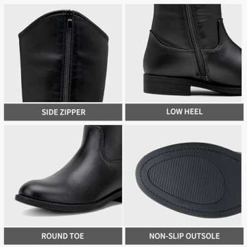 Vepose Women's Knee High Boots 956 Wide Calf Zipper Tall Fashion Boots